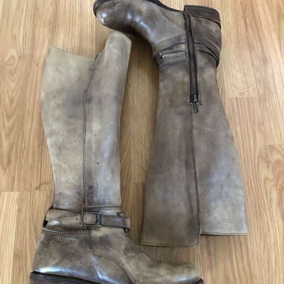 BED STU Brown Tan Leather Cobbler Series Handmade Tall Knee Boots Distressed - Picture 12 of 14